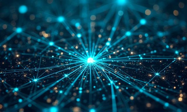 Neon lit abstract representation of smart business intelligence networks